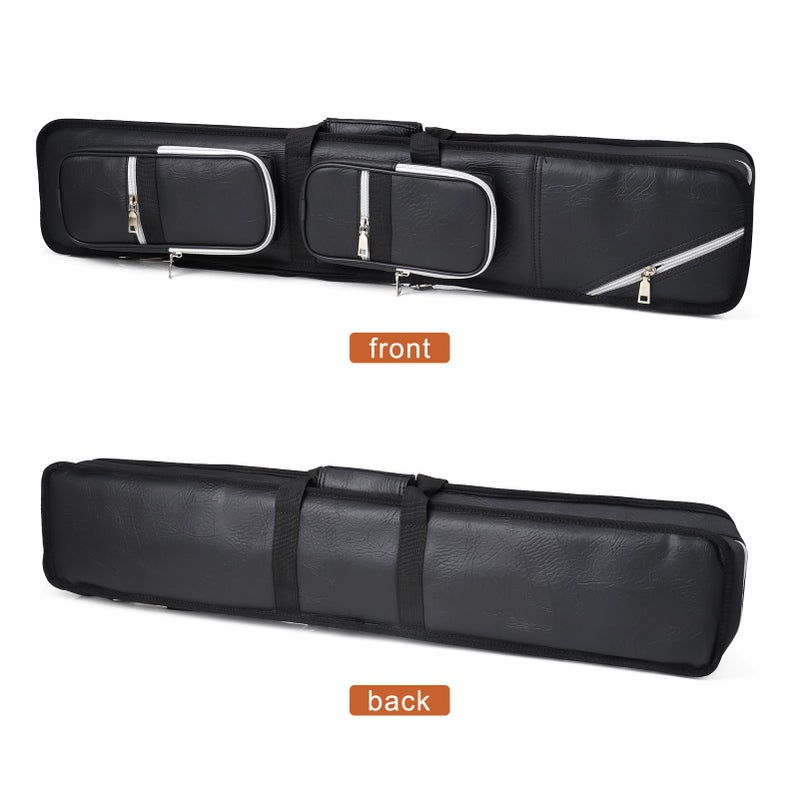 ICZW 4x8 Pool Cue Case Billiard Stick Carrying Case Leatherette Soft Cue Bag Hold 4 Butt 8 Shaft Black - Image 2